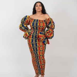 Stretchy African midi dress